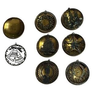 Oneida Disk Christmas Holiday VTG Ornament Set (7) Tree Bells Peace Star‎ READ